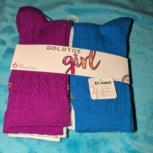 NWT Gold toe girl socks - fits shoe size 9-3.5...6 pack